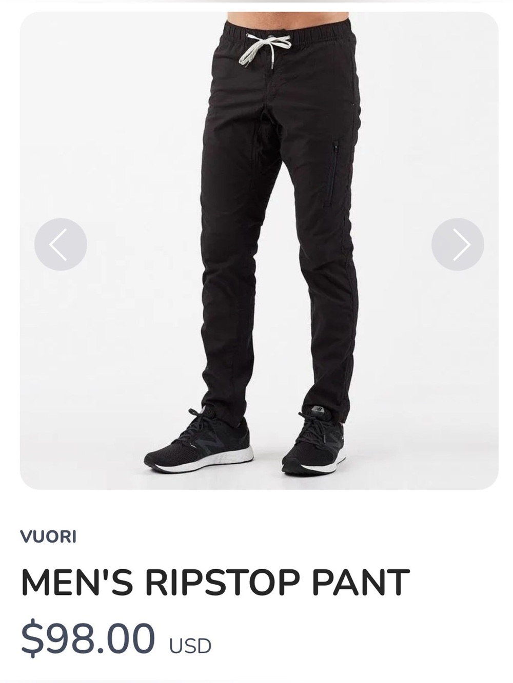 Vuori Men's Ripstop Jogger Pant - Charcoal, size L